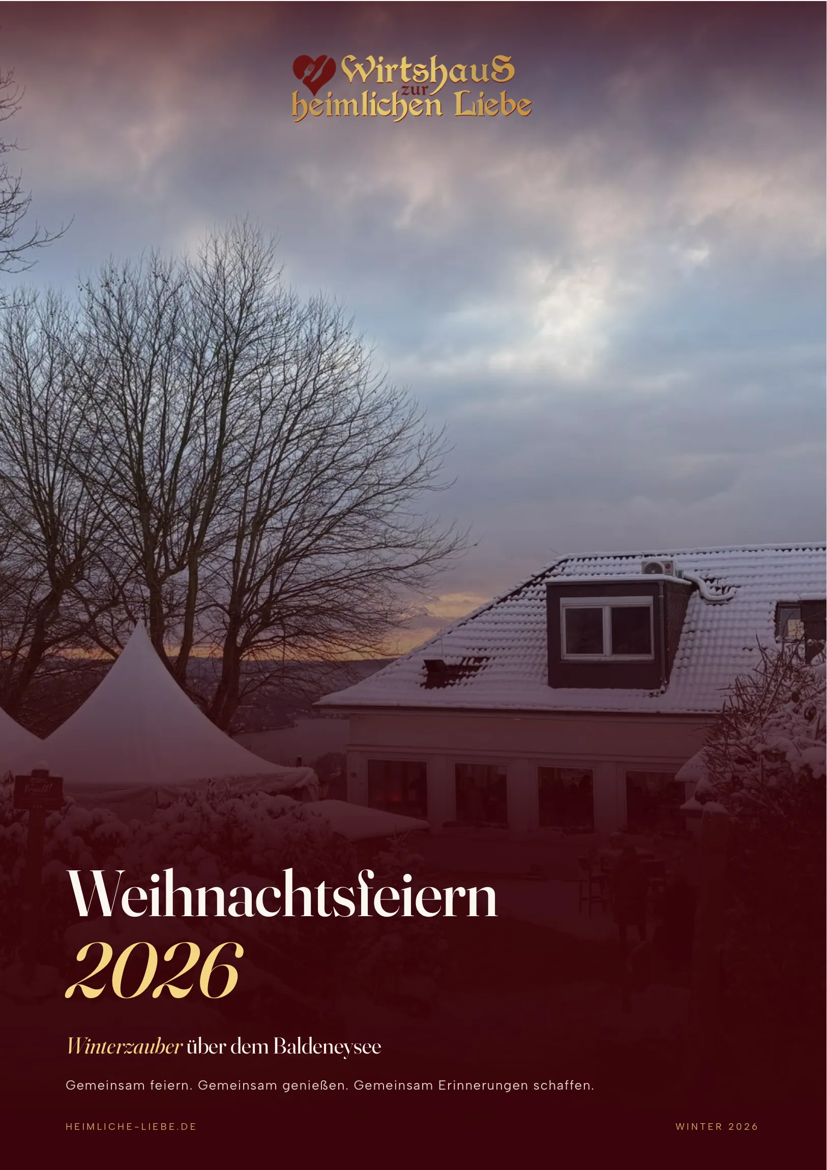 Titelseite der Weihnachtsbroschüre 2026 – Winterzauber über dem Baldeneysee